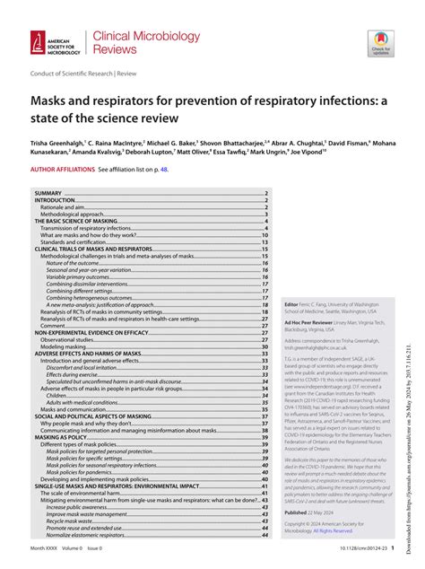 Masks and respirators for prevention of respiratory infections: a 